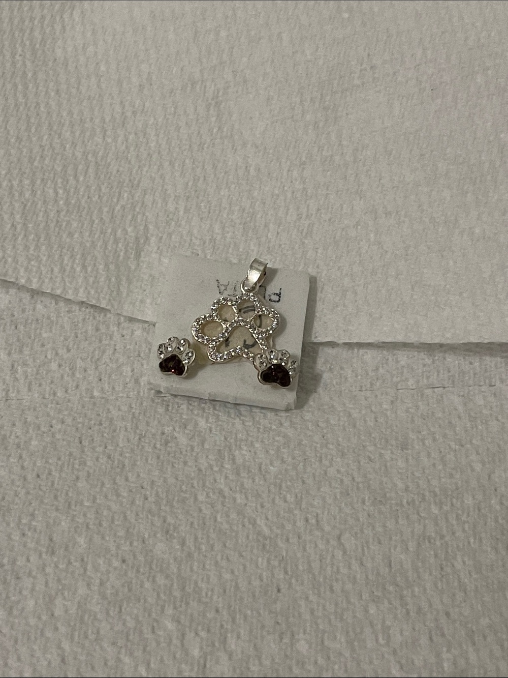Silver Clover Pendant with Deep Red Heart Accents